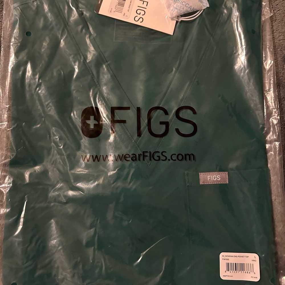 Figs Catarina Scrub Top, Large, Hunter Green
